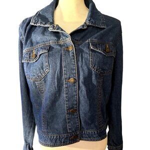 Vintage Y2k Faded Glory Jean Jacket Women Size XL 100% Cotton Button-Up Pocket